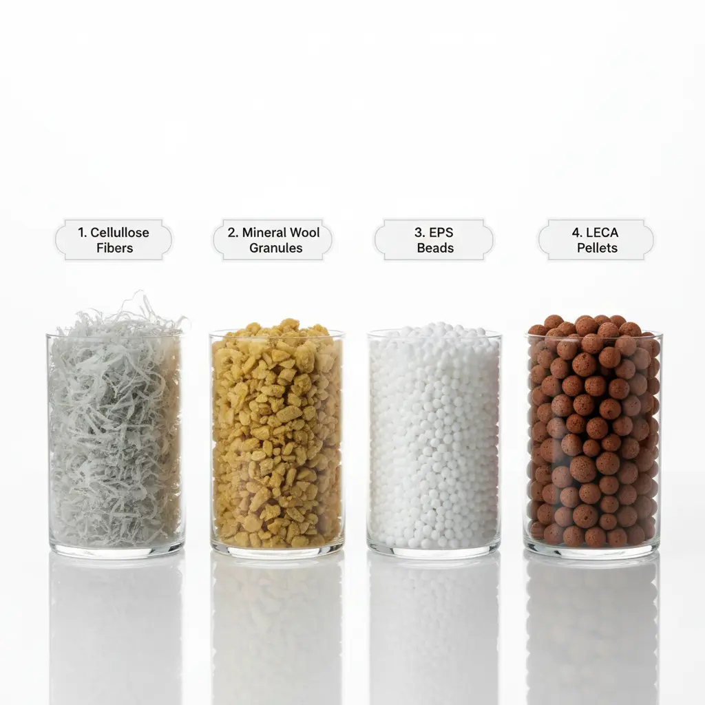 Hulmursisolering Materialer - Komplet Sammenligning 2026